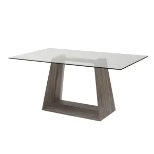 Bravo - Contemporary Dining Table Base With Clear Glass - Dark Sonoma