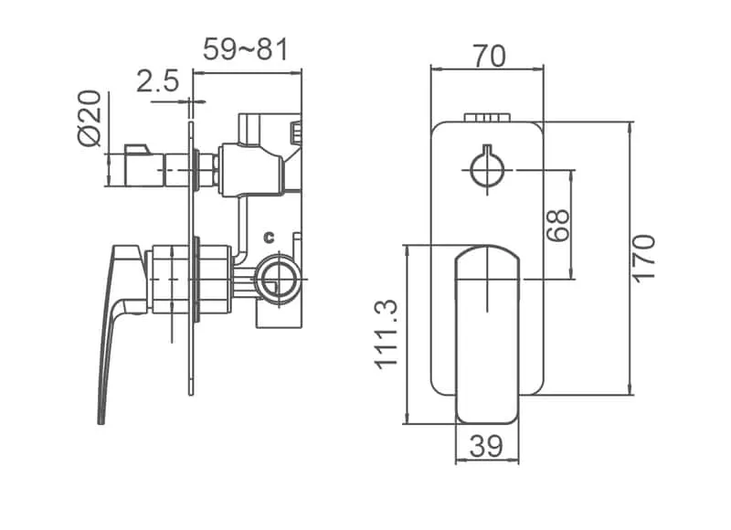 BRAVO-II Shower Mixer With Divertor in Brushed Nickel