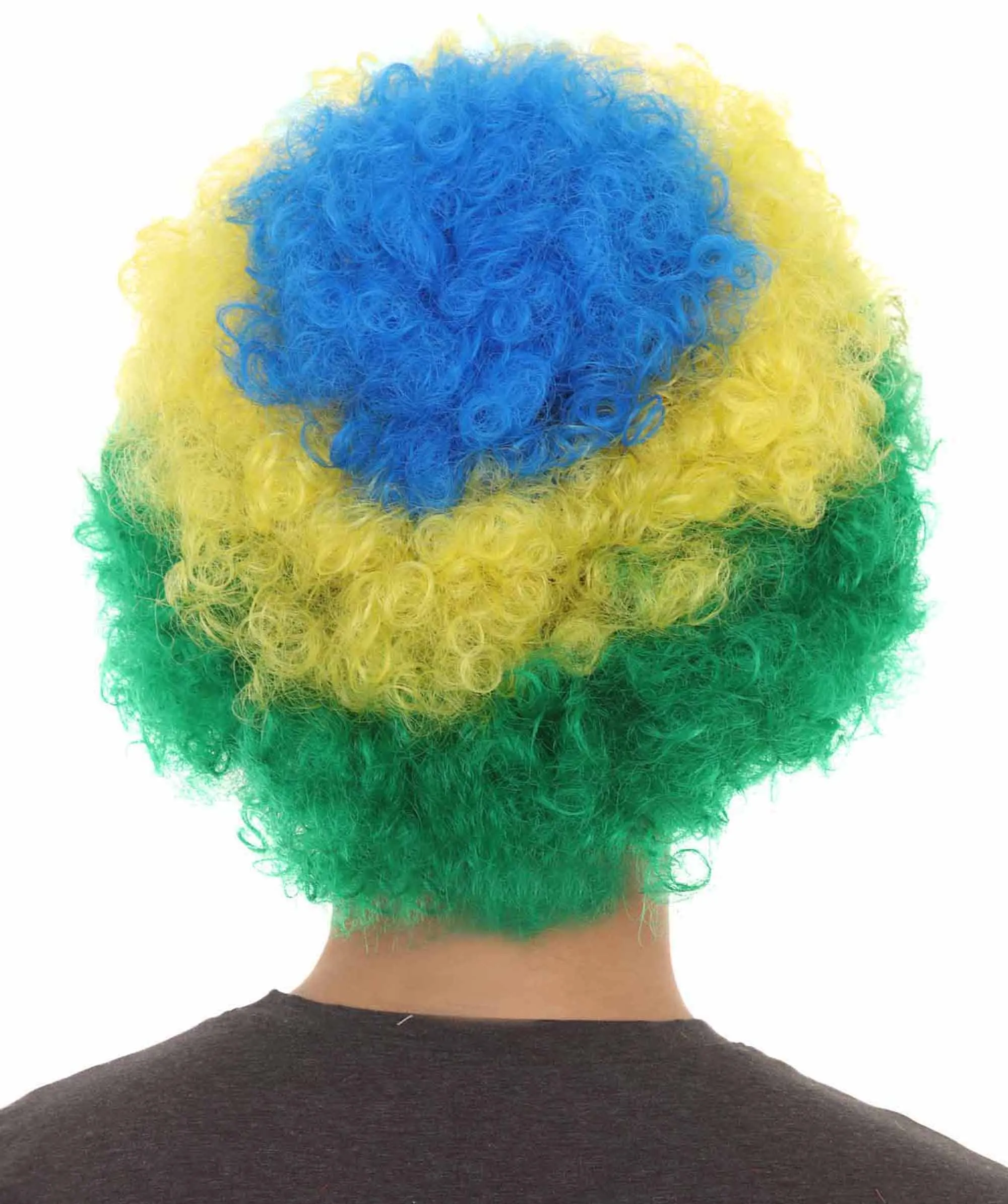 Brazil Flag Sport Afro Fun Wig | Jumbo Super Size Green Yellow Blue Wigs