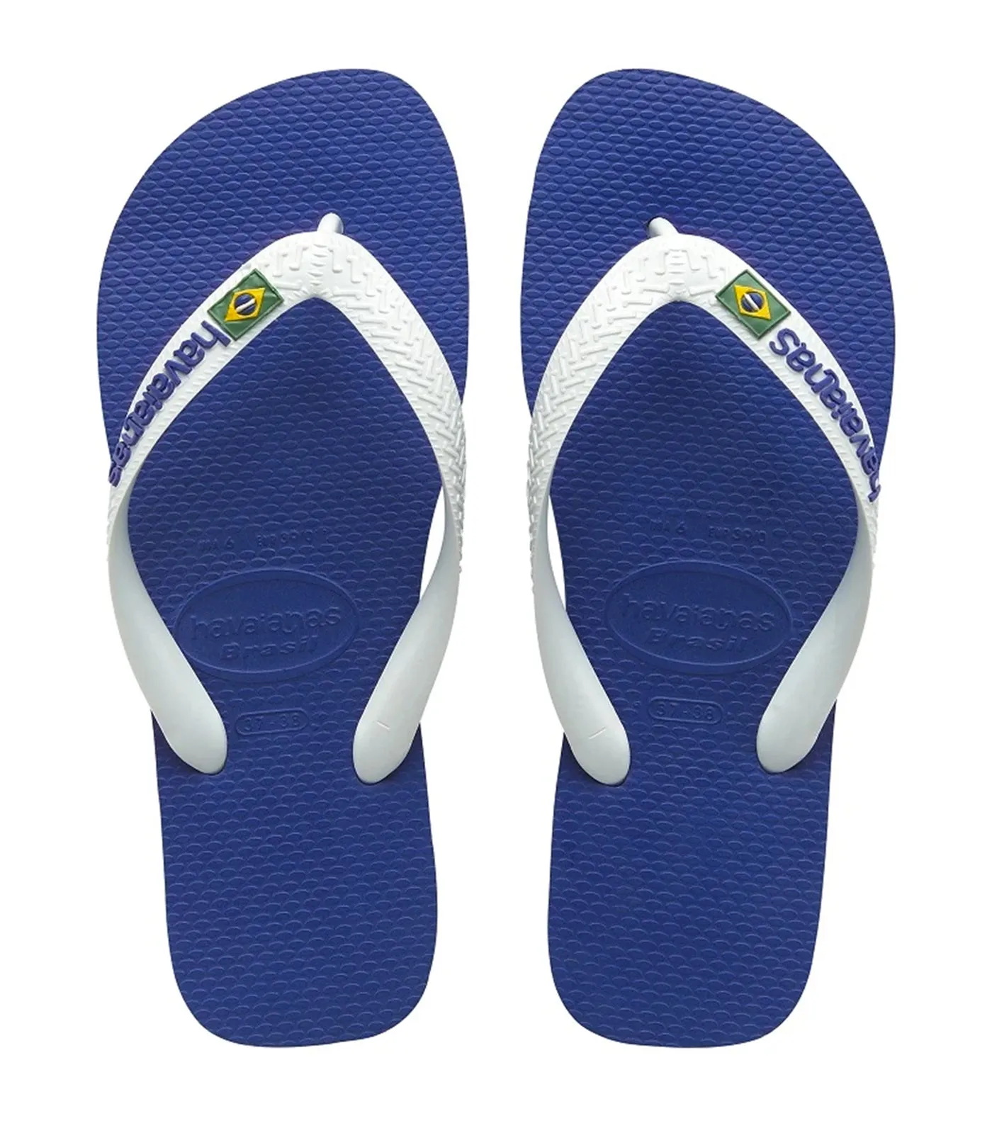 Brazil Logo Flip Flops - Marine Blue/White