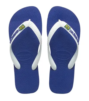 Brazil Logo Flip Flops - Marine Blue/White