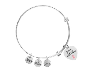 Breast Cancer Retractable Charm Bracelets