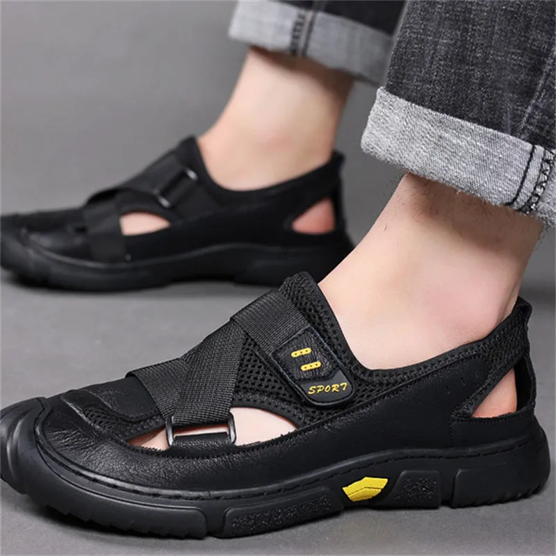 Breathable Closed Toe Hollow Out Middle-aged Men's Sandals