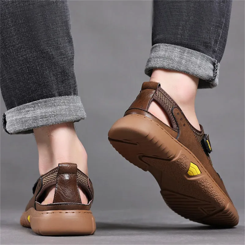 Breathable Closed Toe Hollow Out Middle-aged Men's Sandals