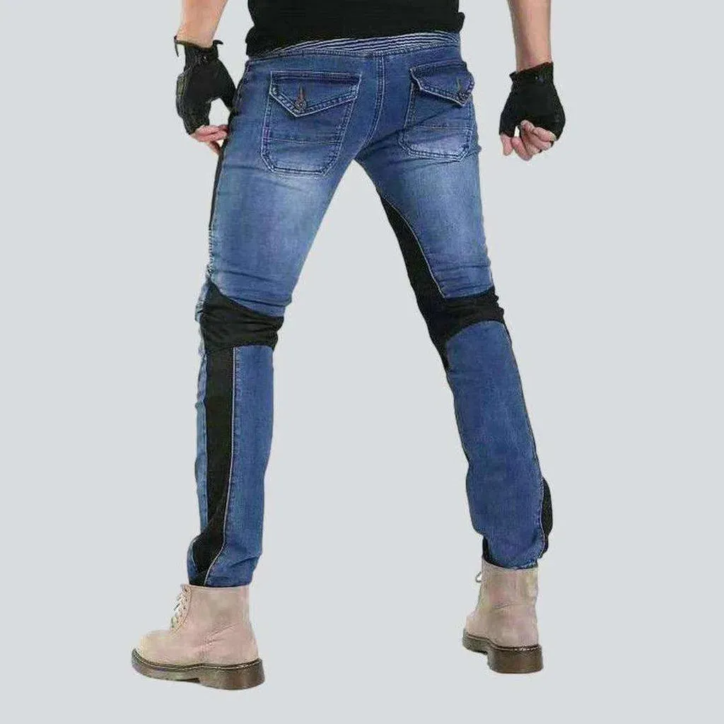 Breathable summer men's biker jeans