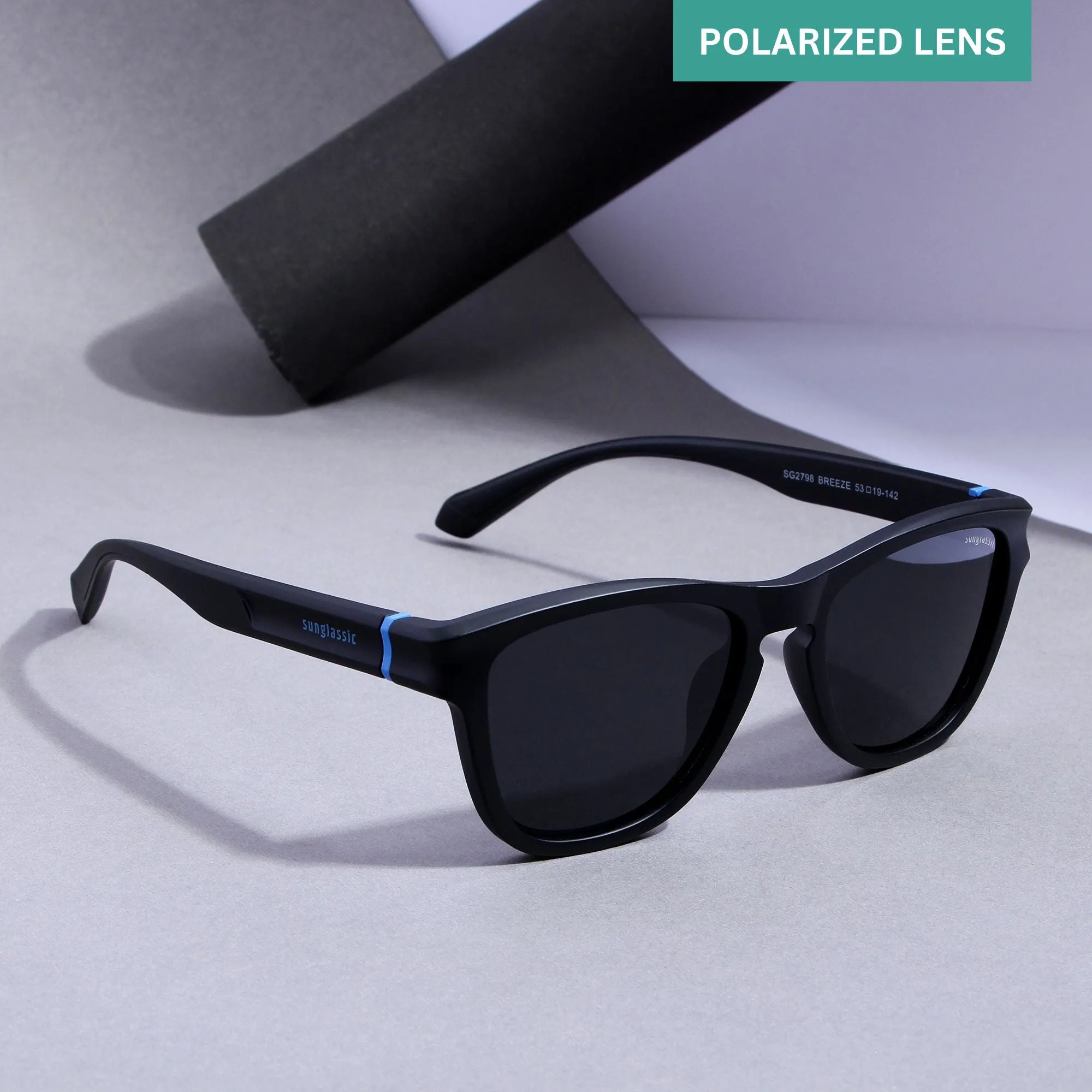 Breeze Full Black Polarized Round TR90 Sunglasses