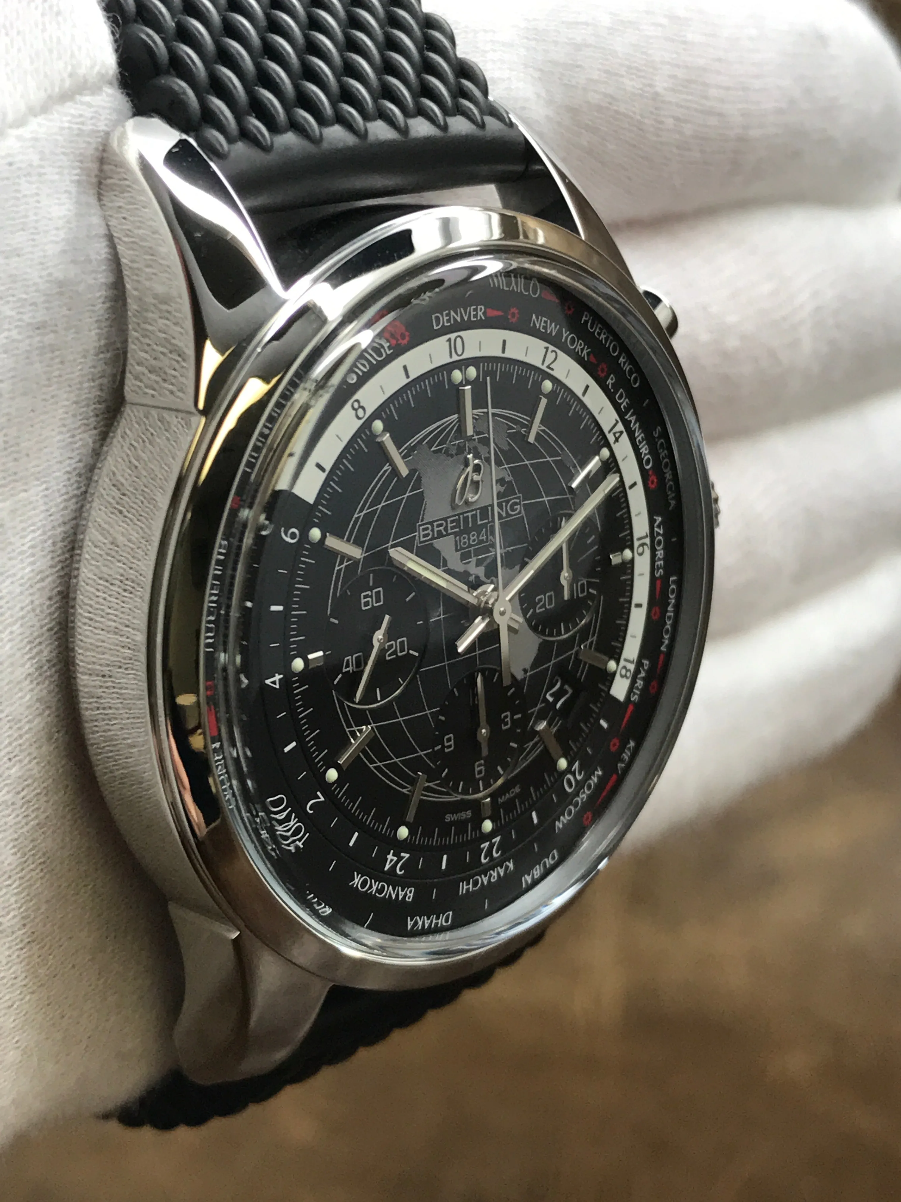 Breitling Transocean Chronograph Unitime AB0510 Black Dial Automatic Men's Watch