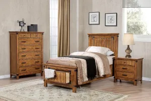 Brenner Rustic Honey Twin 5-Piece Storage Bedroom Set