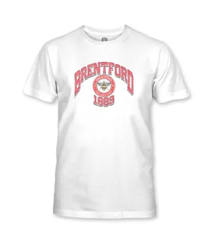 Brentford Youth Retro Wordmark Cotton T-Shirt - White