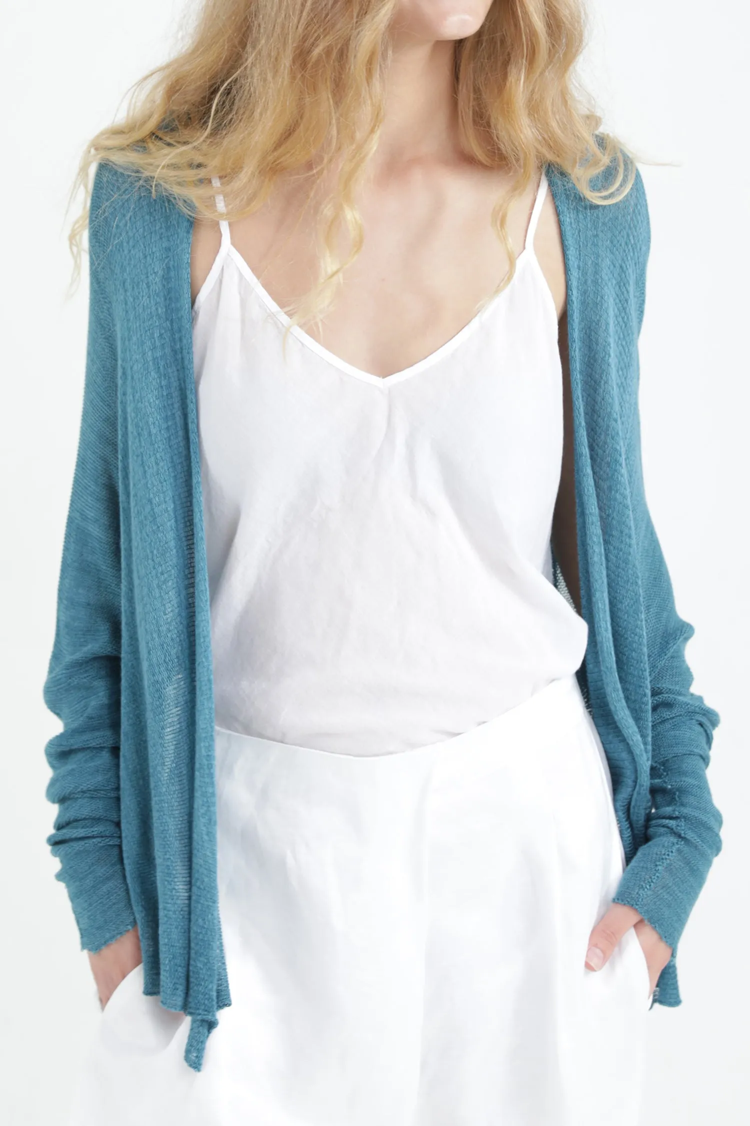 Breve Short Bamboo Cardigan - Turquoise / Light teal - mint