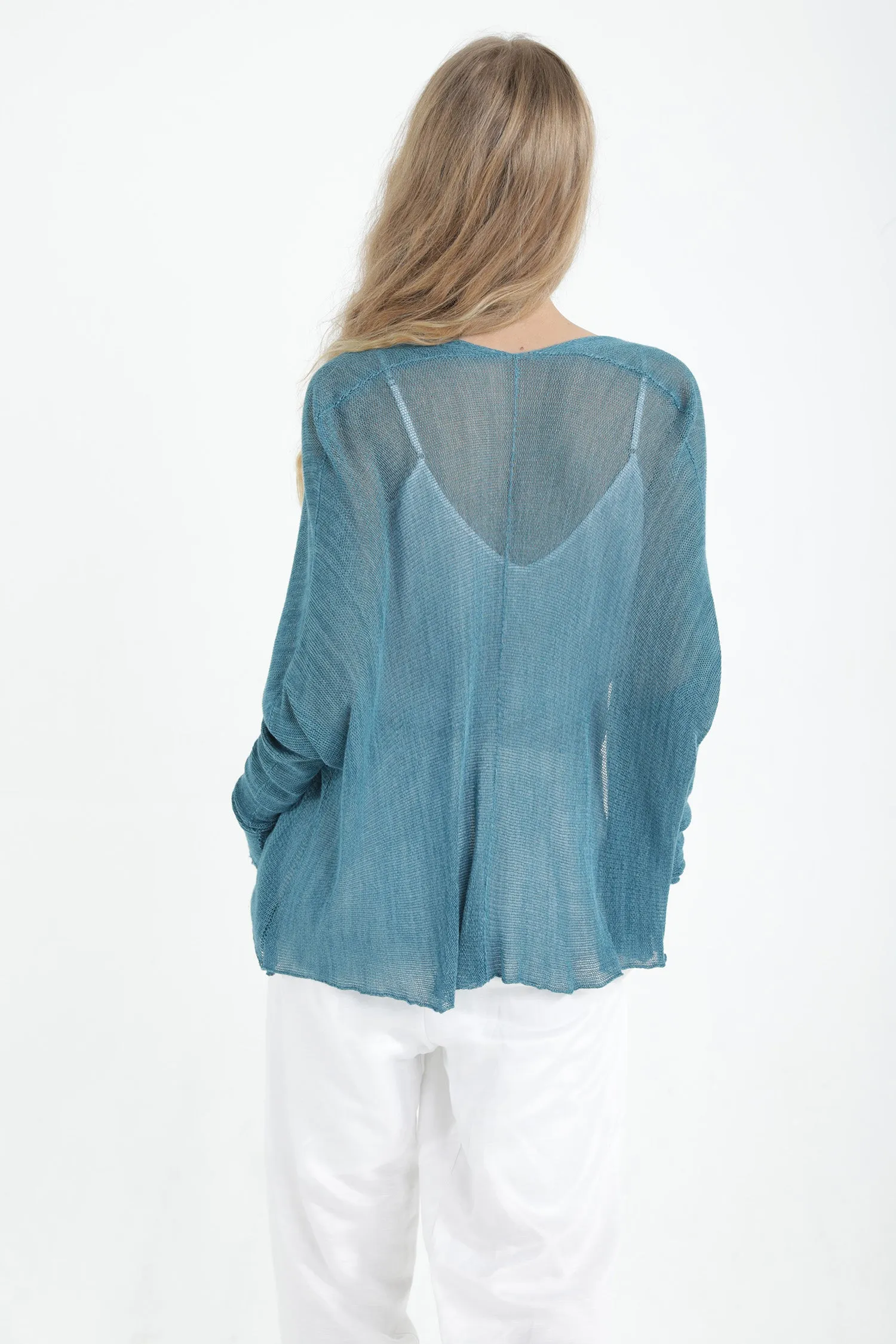 Breve Short Bamboo Cardigan - Turquoise / Light teal - mint