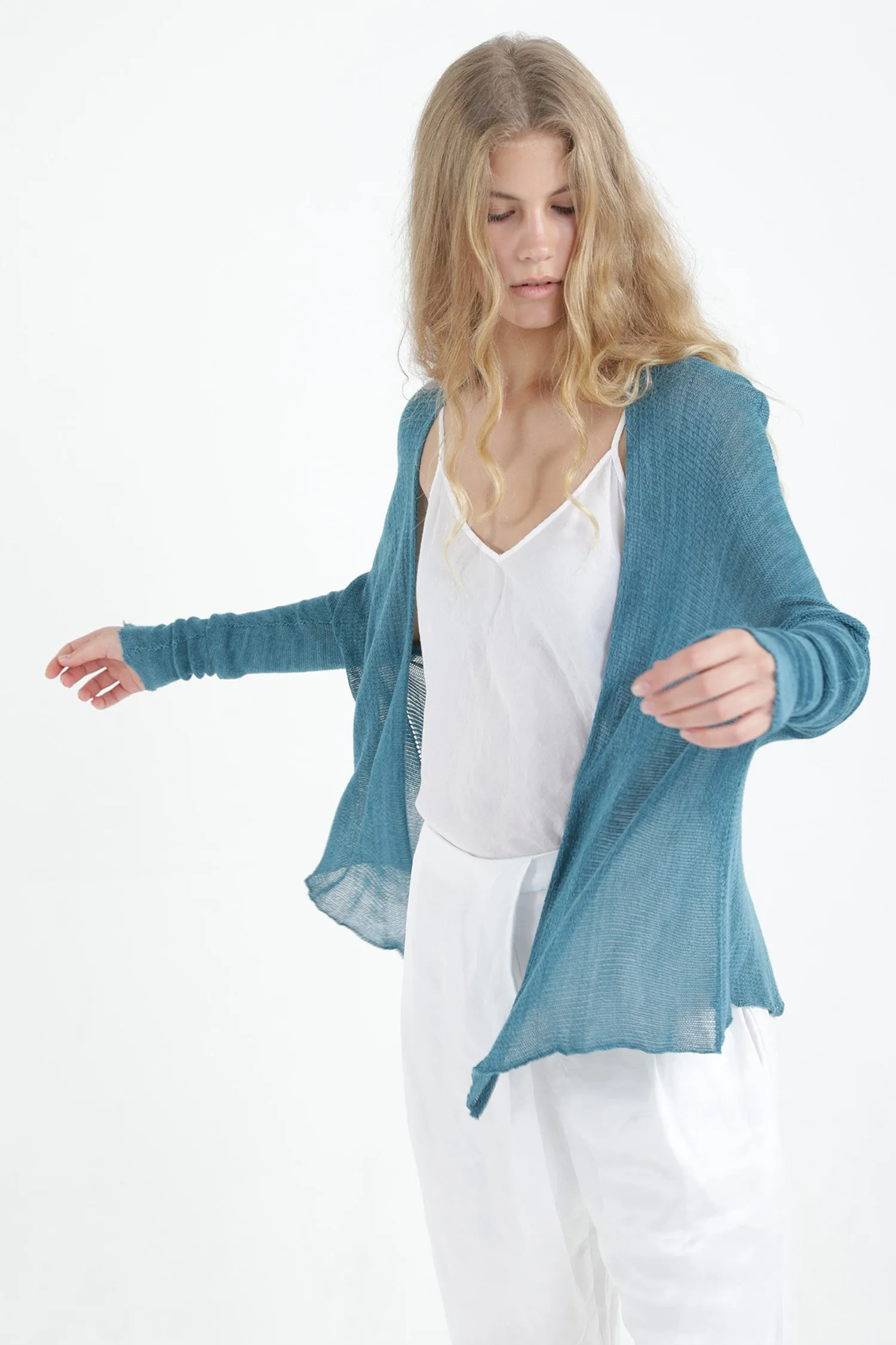 Breve Short Bamboo Cardigan - Turquoise / Light teal - mint