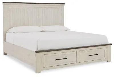 Brewgan California King Panel Storage Bed with Mirrored Dresser and 2 Nightstands