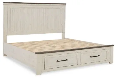 Brewgan California King Panel Storage Bed with Mirrored Dresser