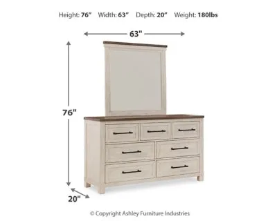 Brewgan King Panel Storage Bed with Mirrored Dresser