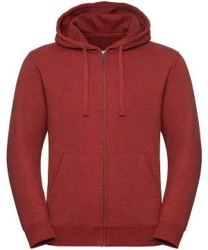 Brick Red Melange - Authentic melange zipped hood sweatshirt