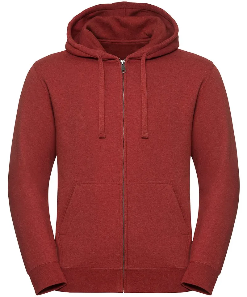 Brick Red Melange - Authentic melange zipped hood sweatshirt