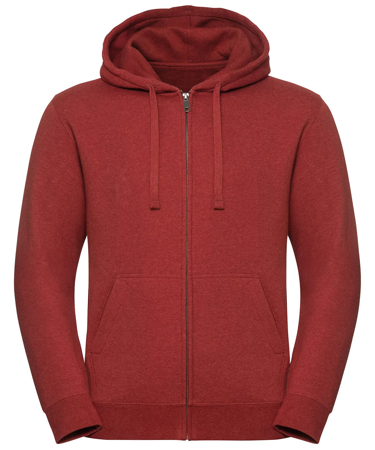 Brick Red Melange - Authentic melange zipped hood sweatshirt