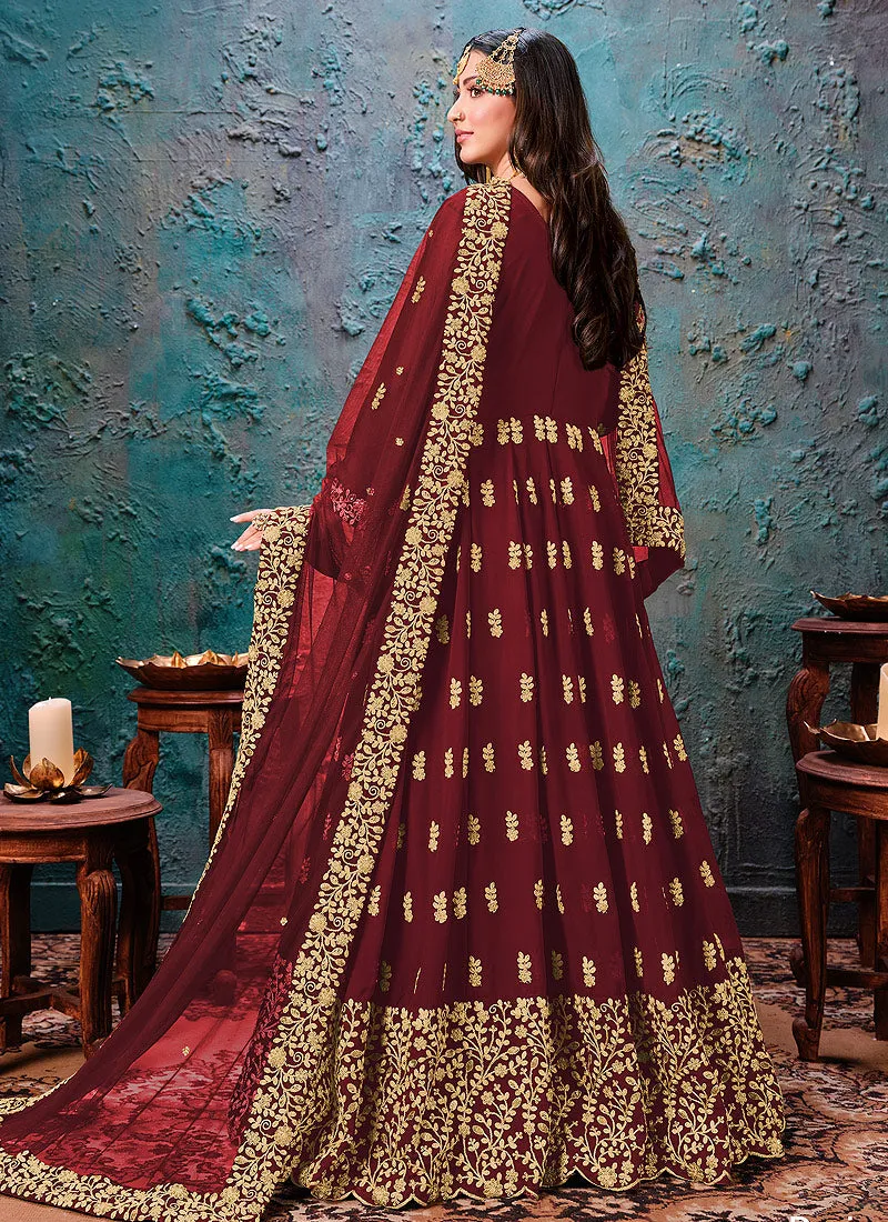 Bridal Red Embroidered Wedding Anarkali Suit