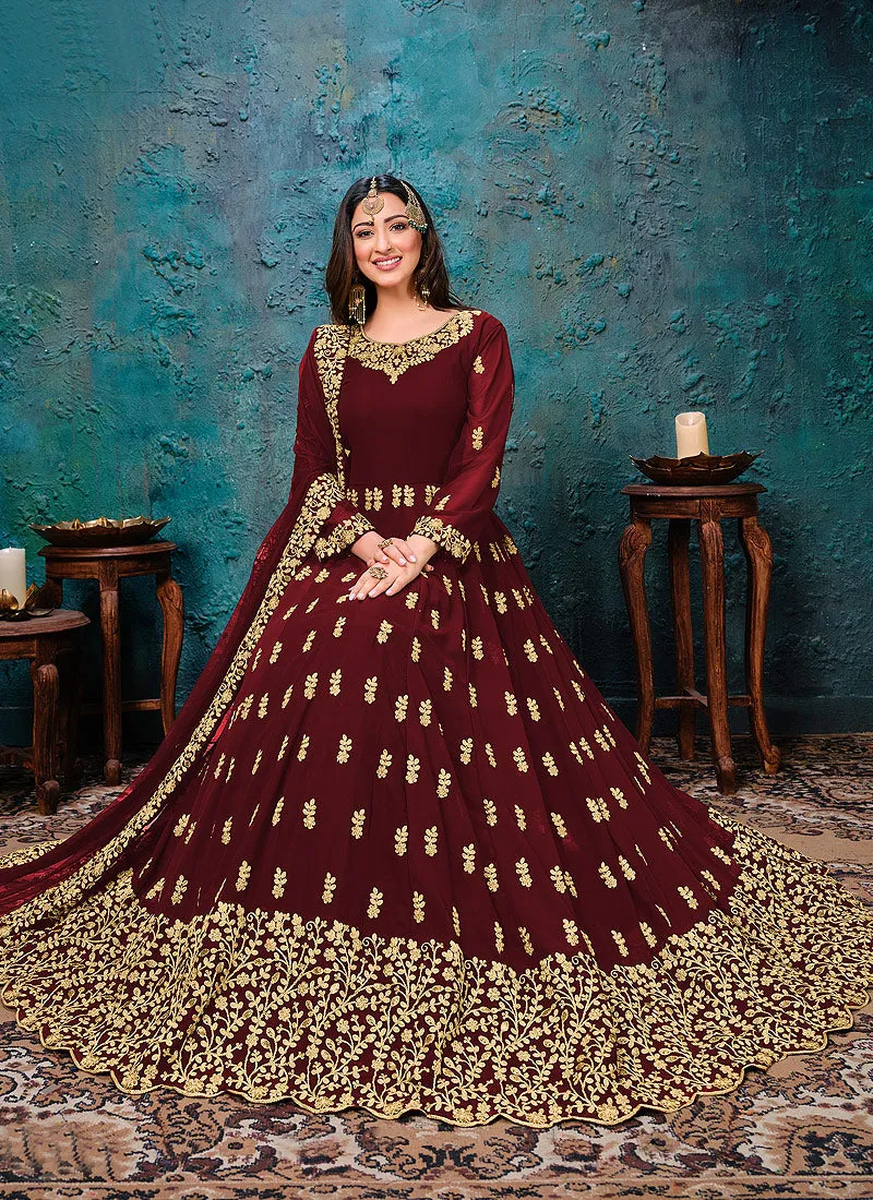 Bridal Red Embroidered Wedding Anarkali Suit