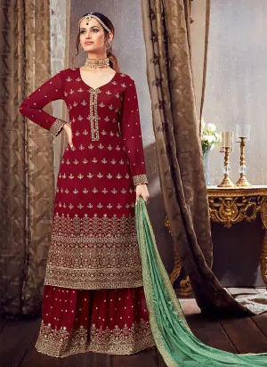 Bridal Red Golden Sharara Suit