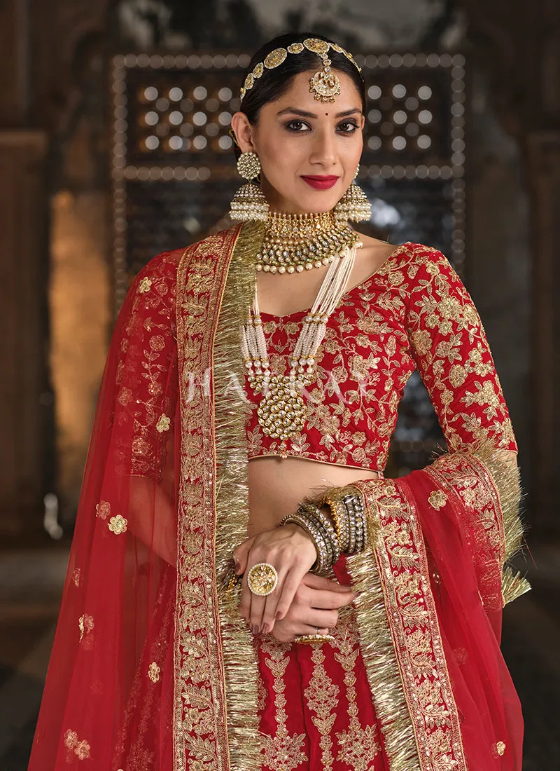 Bridal Red Traditional Embroidery Wedding Lehenga Choli