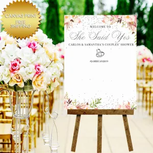 Bridal shower guest book welcome canvas sign