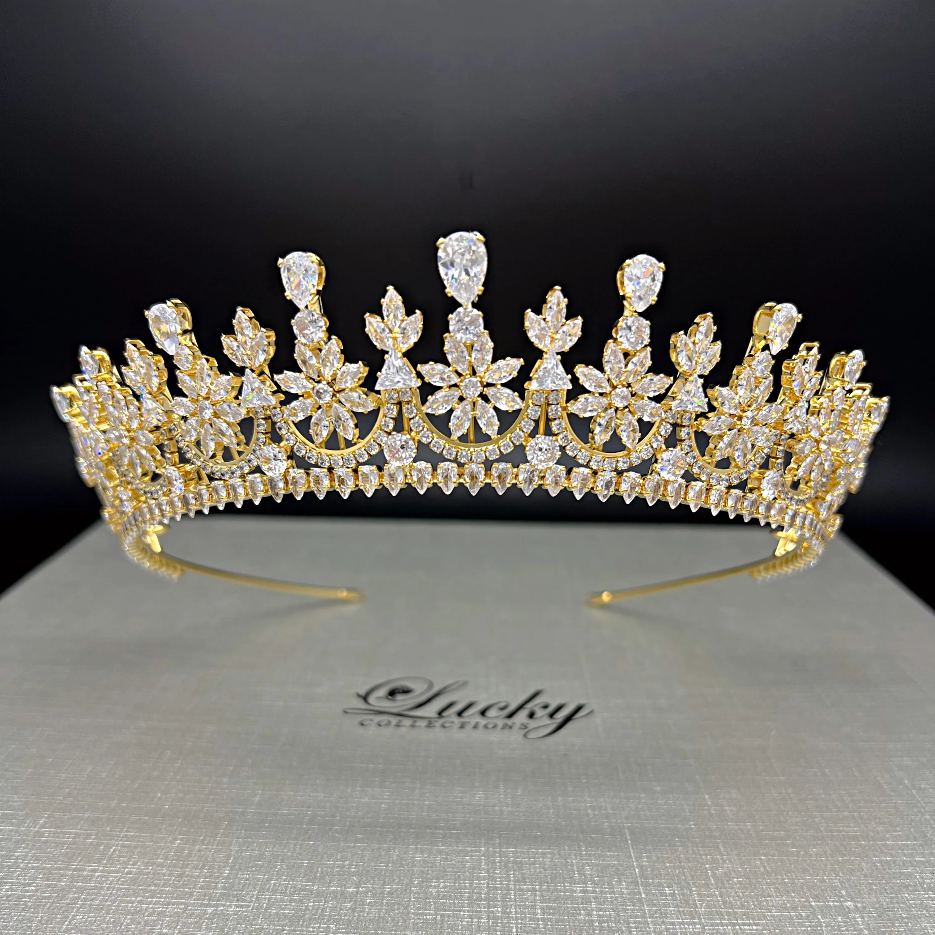 Bridal Tiara, Quinceanera Zirconia Gems Corona, Crown for Quince, Headpiece for Bride