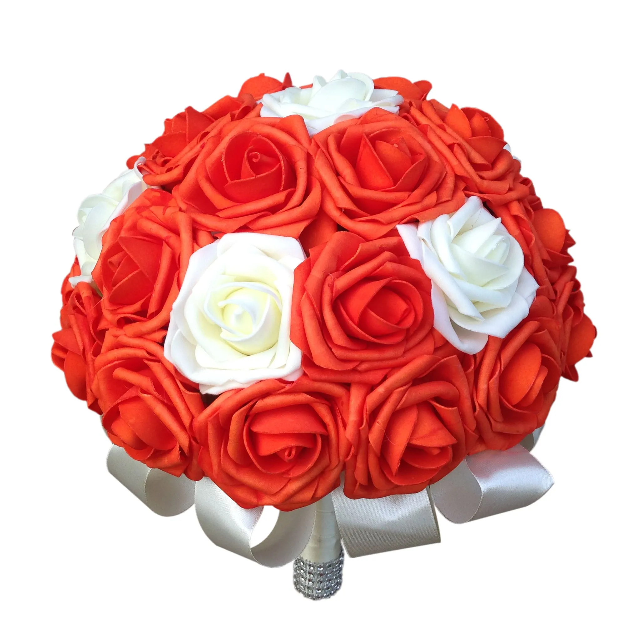 Bridal Wedding Bouquet Bridesmaid Artificial Flowers Orange Ivory