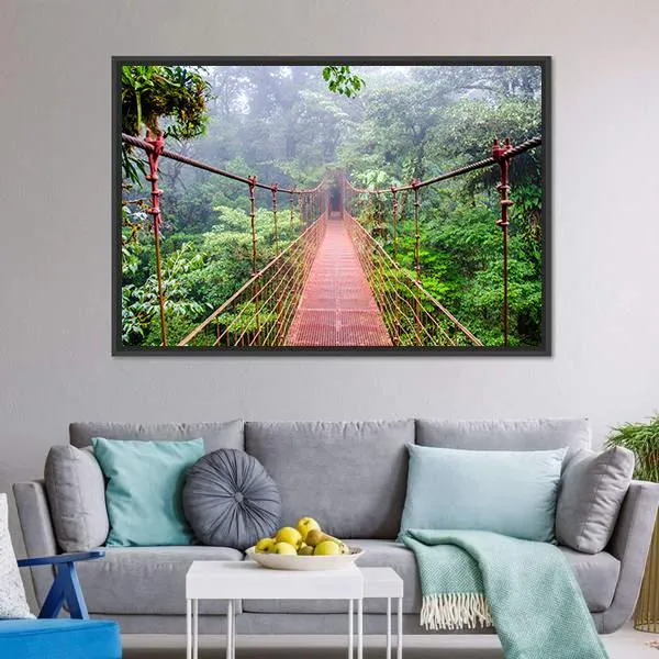 Bridge In Rain Forest Canvas Wall Art