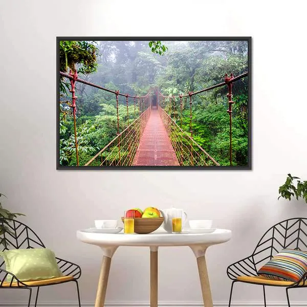 Bridge In Rain Forest Canvas Wall Art