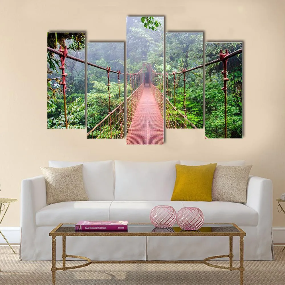 Bridge In Rain Forest Canvas Wall Art