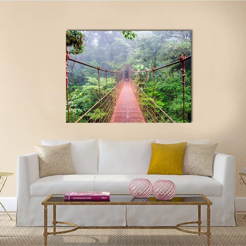 Bridge In Rain Forest Canvas Wall Art