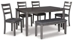 Bridson Dining Table and Chairs with Bench (Set of 6)