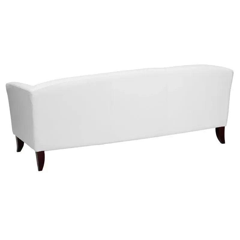 Brielle White Leather Sofa w/Wood Feet