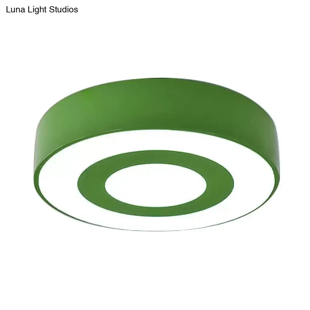 Bright-Colored Acrylic Flush Mount Ceiling Light for Kindergarten with Kids' Concentric Circle Design