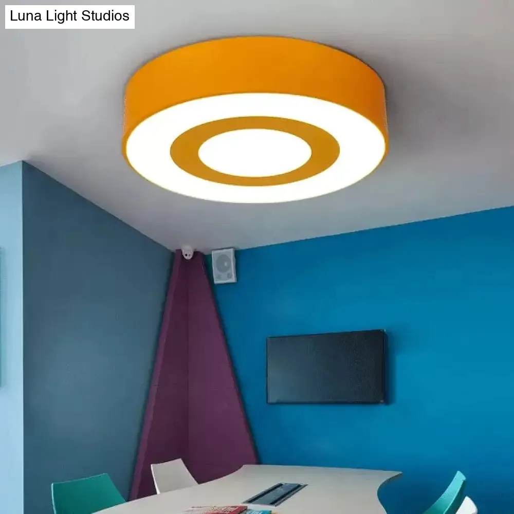 Bright-Colored Acrylic Flush Mount Ceiling Light for Kindergarten with Kids' Concentric Circle Design