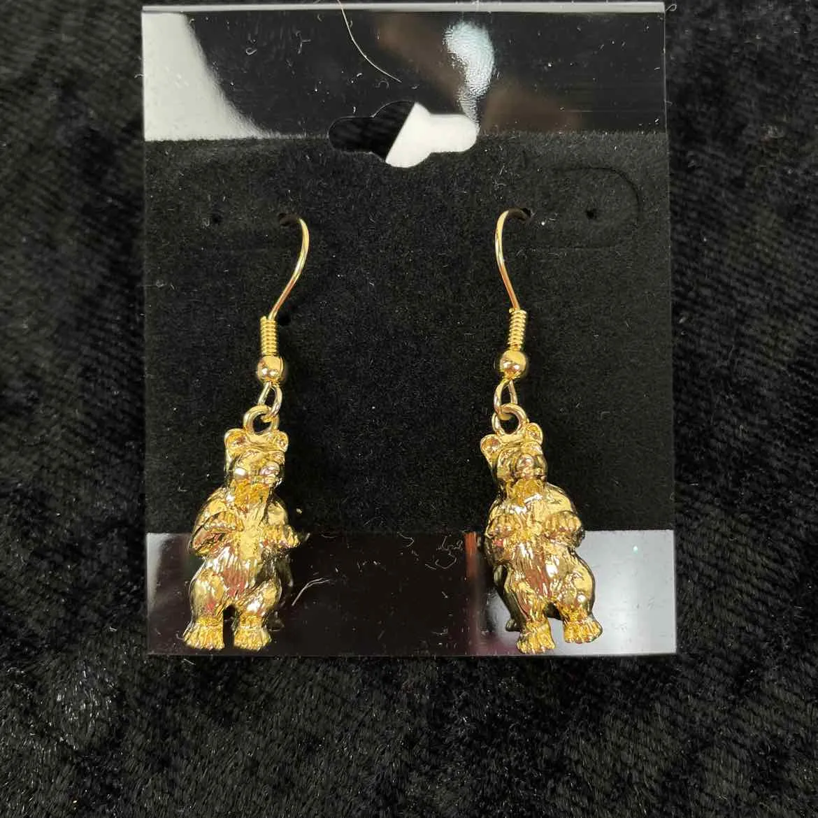 Bright Gold Metal Bear pierced Earrings