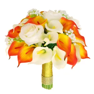 Bright Orange Calla Lily Bouquet for Bridal Fall Wedding Flowers