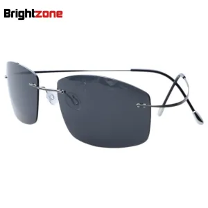 Brightzone Men's Rimless Square Titanium Non Polarized Sunglasses