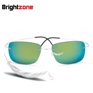 Brightzone Men's Sunglasses Rimless Titanium Polarized Super Light