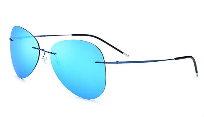 Brightzone Men's Sunglasses Titanium Rimless Round Polarized B2018