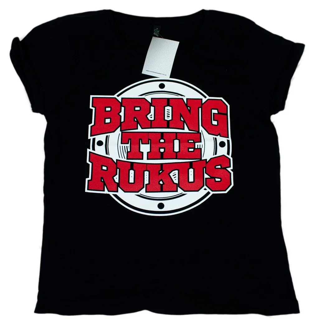 Bring the Rukus Black Womens Roll Sleeved T-Shirt