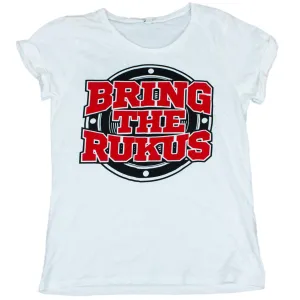 Bring the Rukus White Womens Roll Sleeved T-Shirt