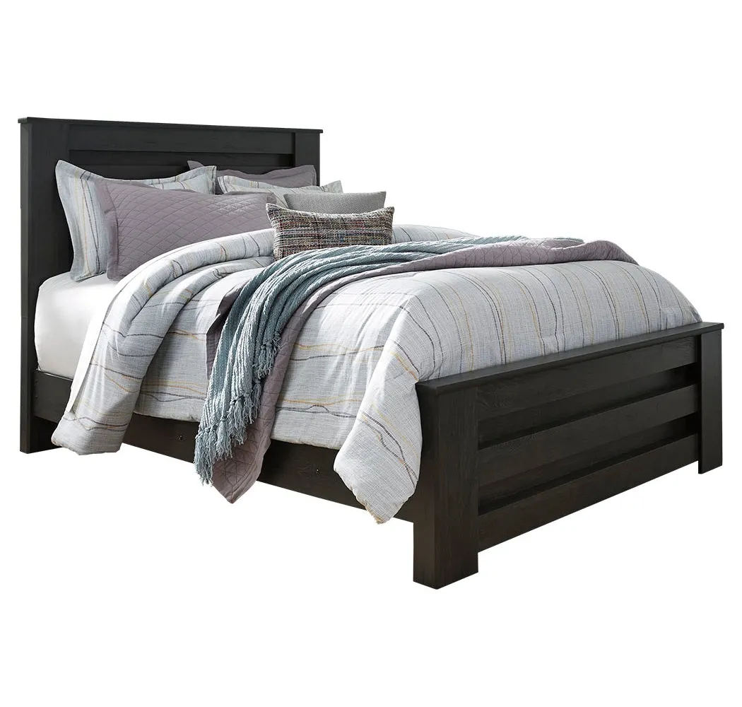 Brinxton King Panel Bed with Mirrored Dresser and 2 Nightstands