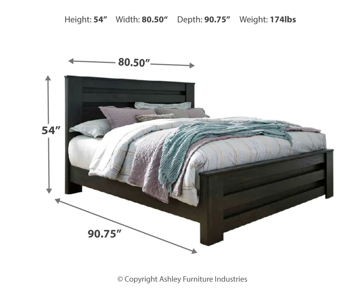 Brinxton King Panel Bed with Mirrored Dresser and 2 Nightstands