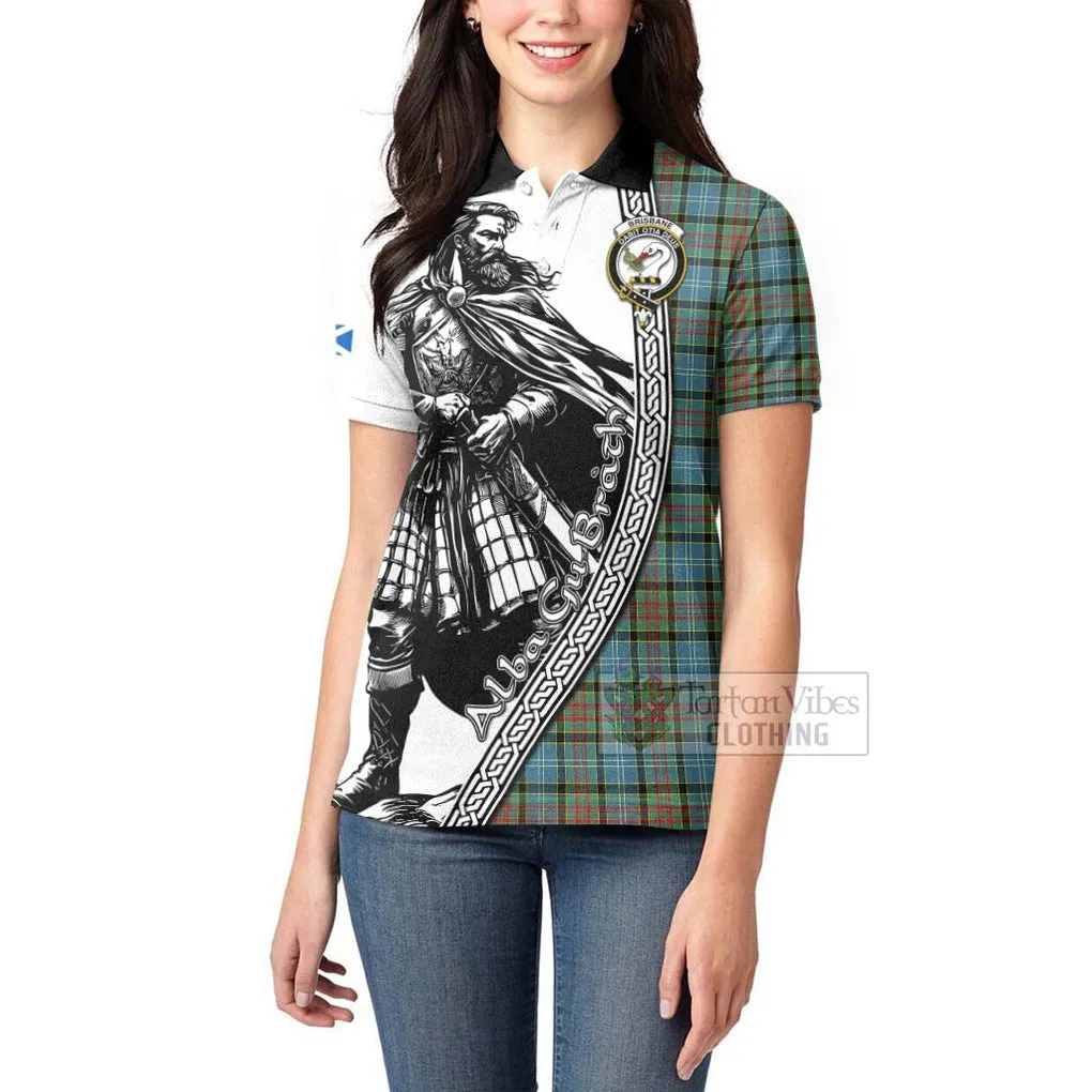 Brisbane Tartan Clan Crest Women's Polo Shirt with Highlander Warrior Celtic Style