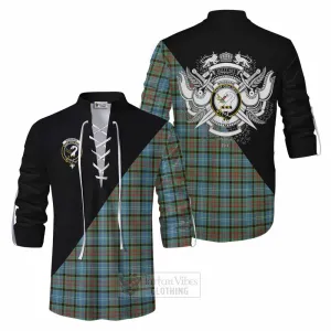 Brisbane Tartan Ghillie Kilt Shirt with Family Crest and Military Logo Style