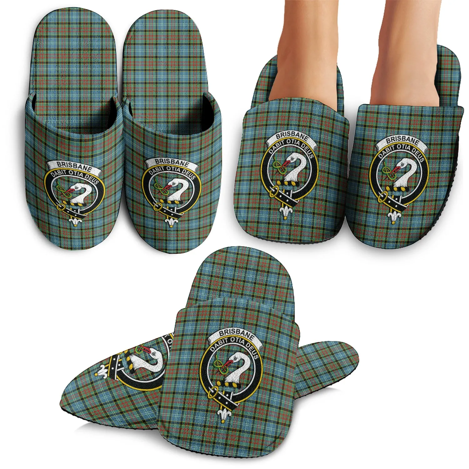 Brisbane Tartan Home Slippers with Family Crest