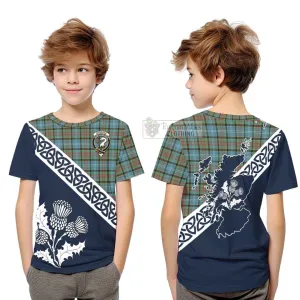 Brisbane Tartan Kid T-Shirt Featuring Thistle and Scotland Map